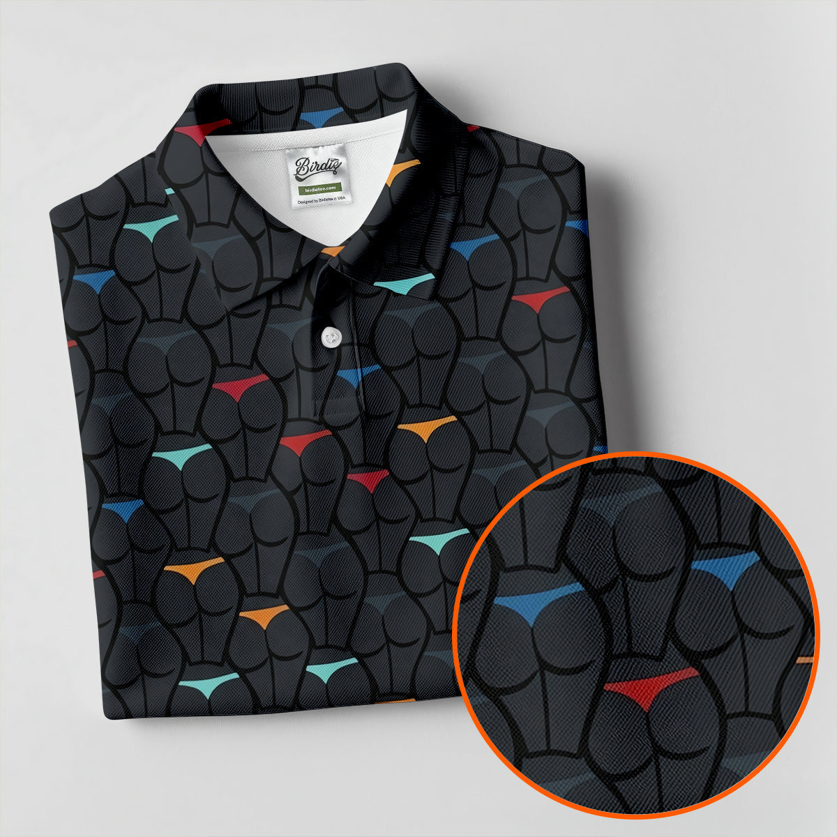 Funny Colorful Panty Butt Pattern Golf Polo Shirt, Women's Golf Polo, Golf Shirts For Women
