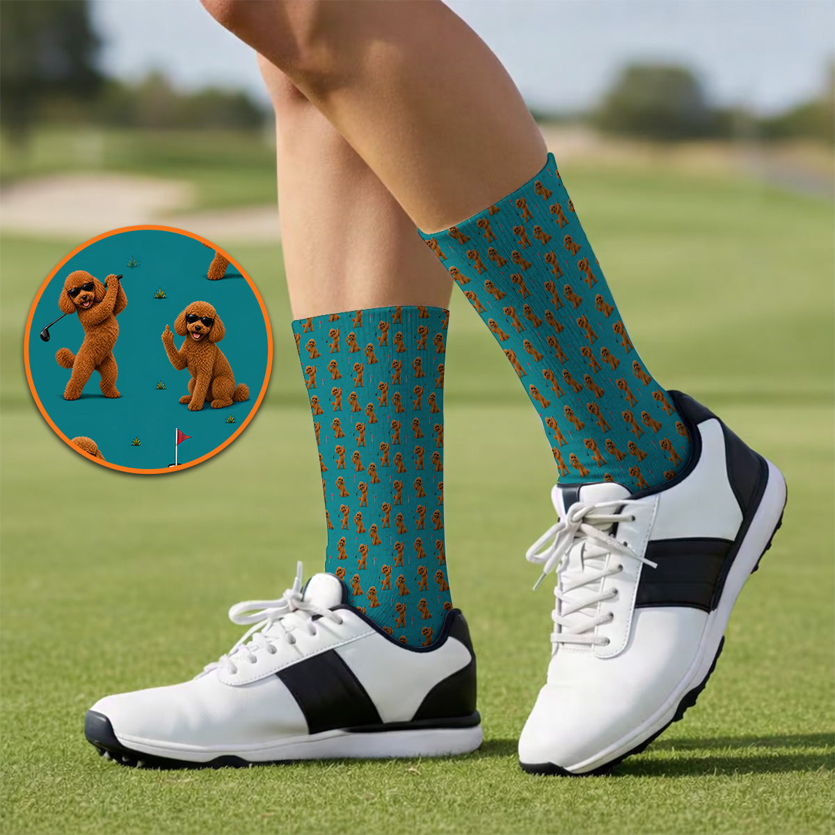 Funny Poodle Pattern Golf Socks, Cool Poodle Dog Golf Sock, Perfect Golf Gift For Golfer