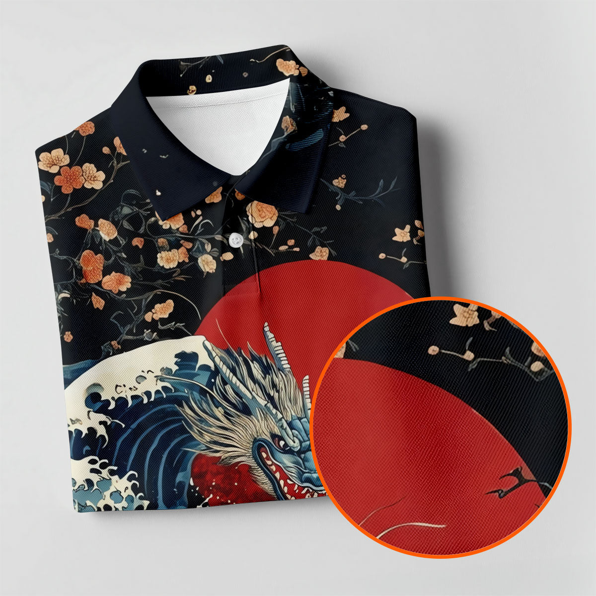 Japanese Dragon Koi Wave Hawaiian Golf Shirt, Golf Tops For Women, Women's Golf Polo