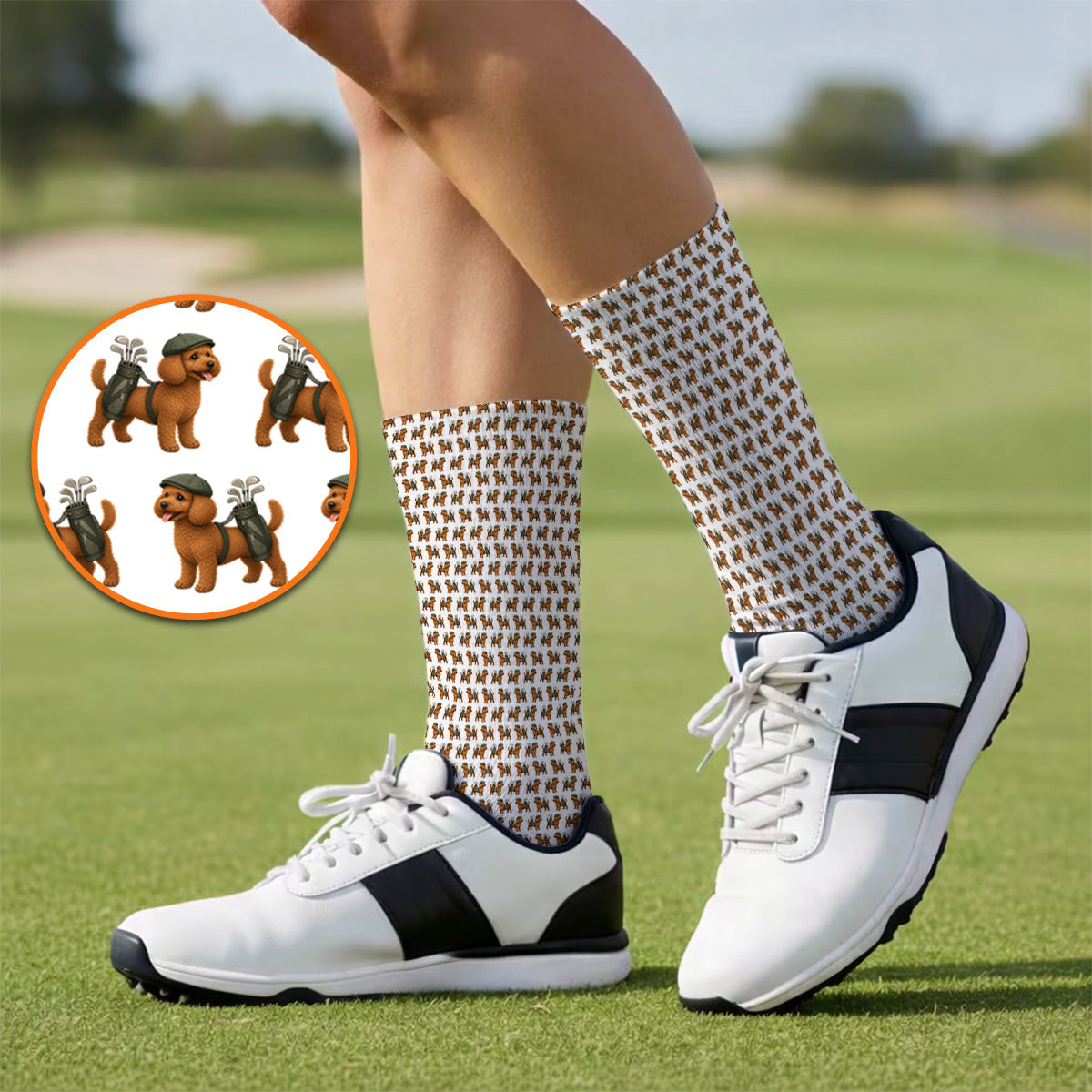 Funny Dog Pattern Golf Sock, Poodle Golf Socks, Golf Gift For Golfer