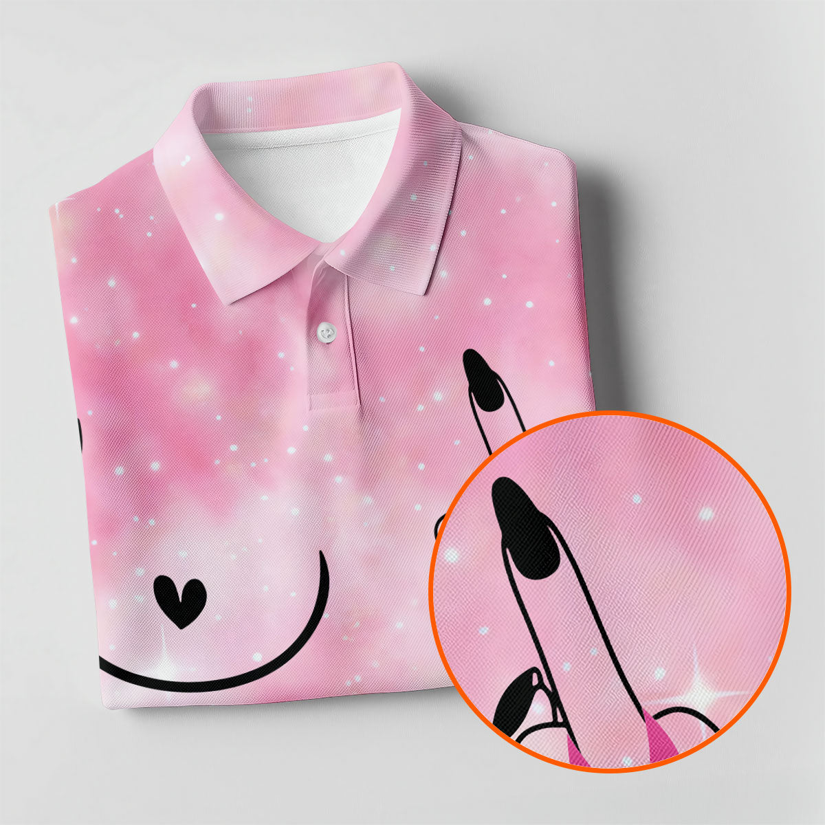 Pink Ribbon Middle Finger Breast Cancer Polo Shirt, Ladies Golf Shirt, Women's Golf Tops