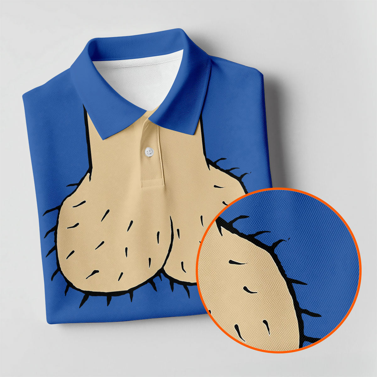 Blue Funny Dickhead Faux Chest Golf Shirt, Men's Polo Shirts, Polo Shirts For Men