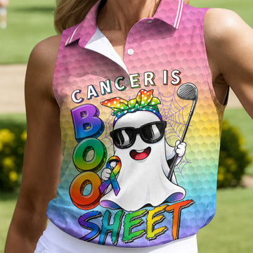 Cancer Is Boo Sheet Ghost Golf Polo Shirt, Women's Golf Polo, Golf Tops For Women