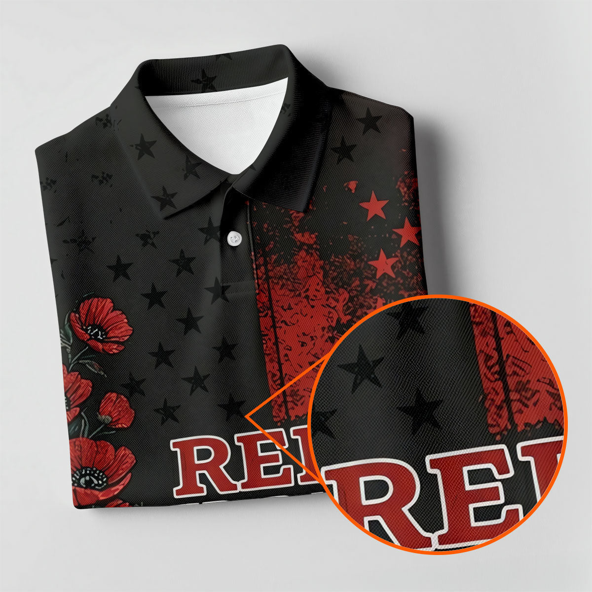 Red Friday American Flag Poppy Golf Polo Shirt, Ladies Golf Shirt, Golf Tops For Women
