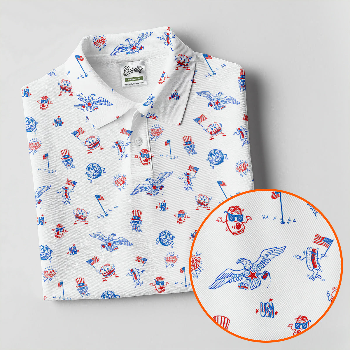 Funny Uncle Sam Eagle Golf Flag All-Over Print 4th of July, 250 Years USA Patriotic Golf Shirt, 4th Of July Golf Shirt, Golf Tops For Men, Golfing Apparel