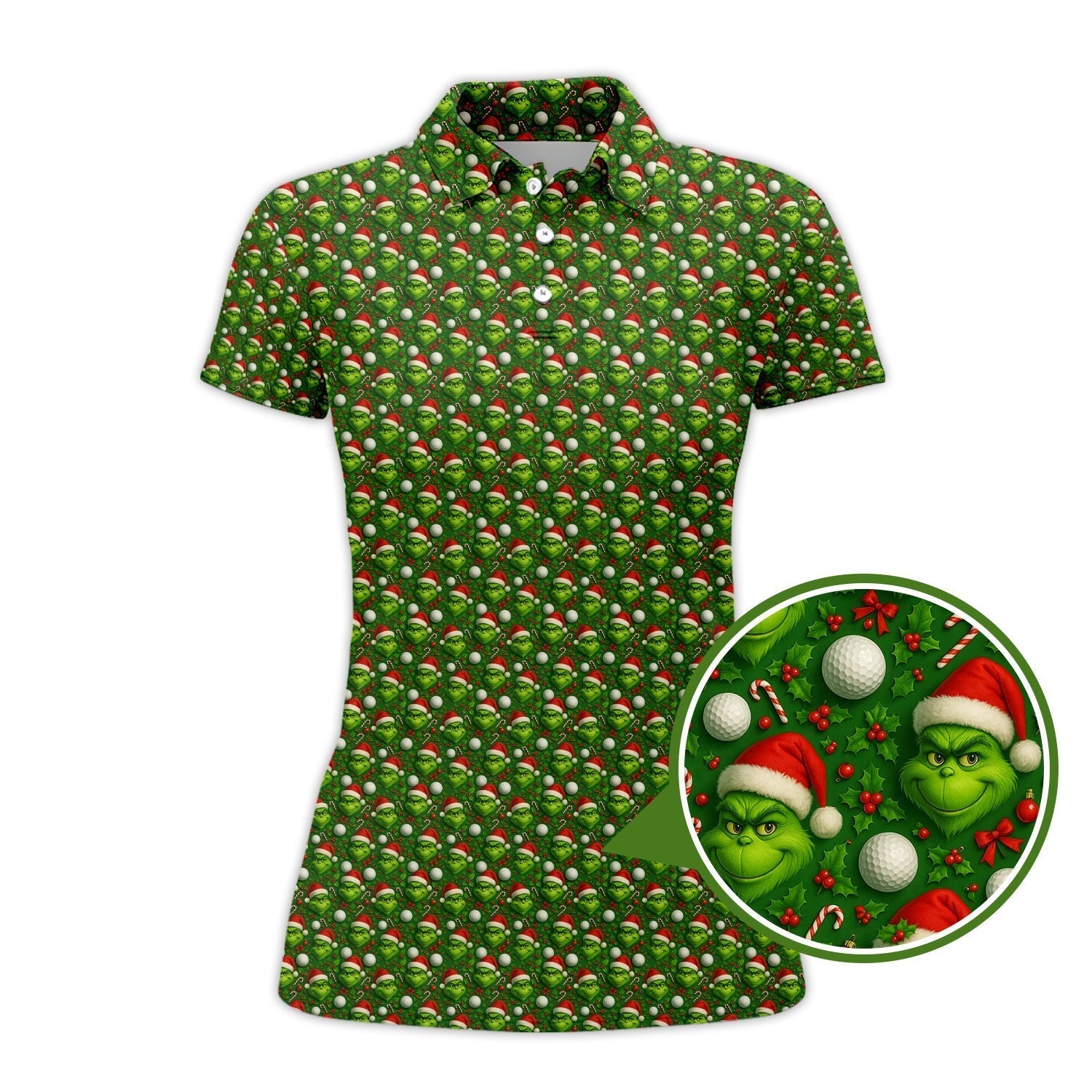 Grinch Golf Shirt For Golfer, Pattern Golf Shirt, Funny Golf Shirt For Men, Christmas Golf Shirt