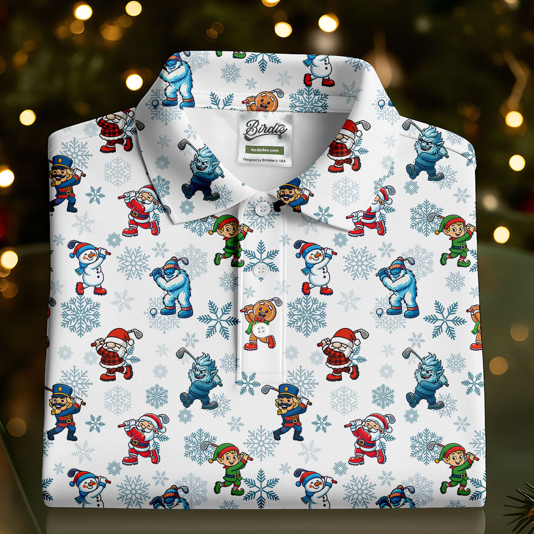 Funny Christmas Characters Golf Pose Fun Women's Golf Shirts, Christmas Golf Shirt, Ladies Golf Shirts