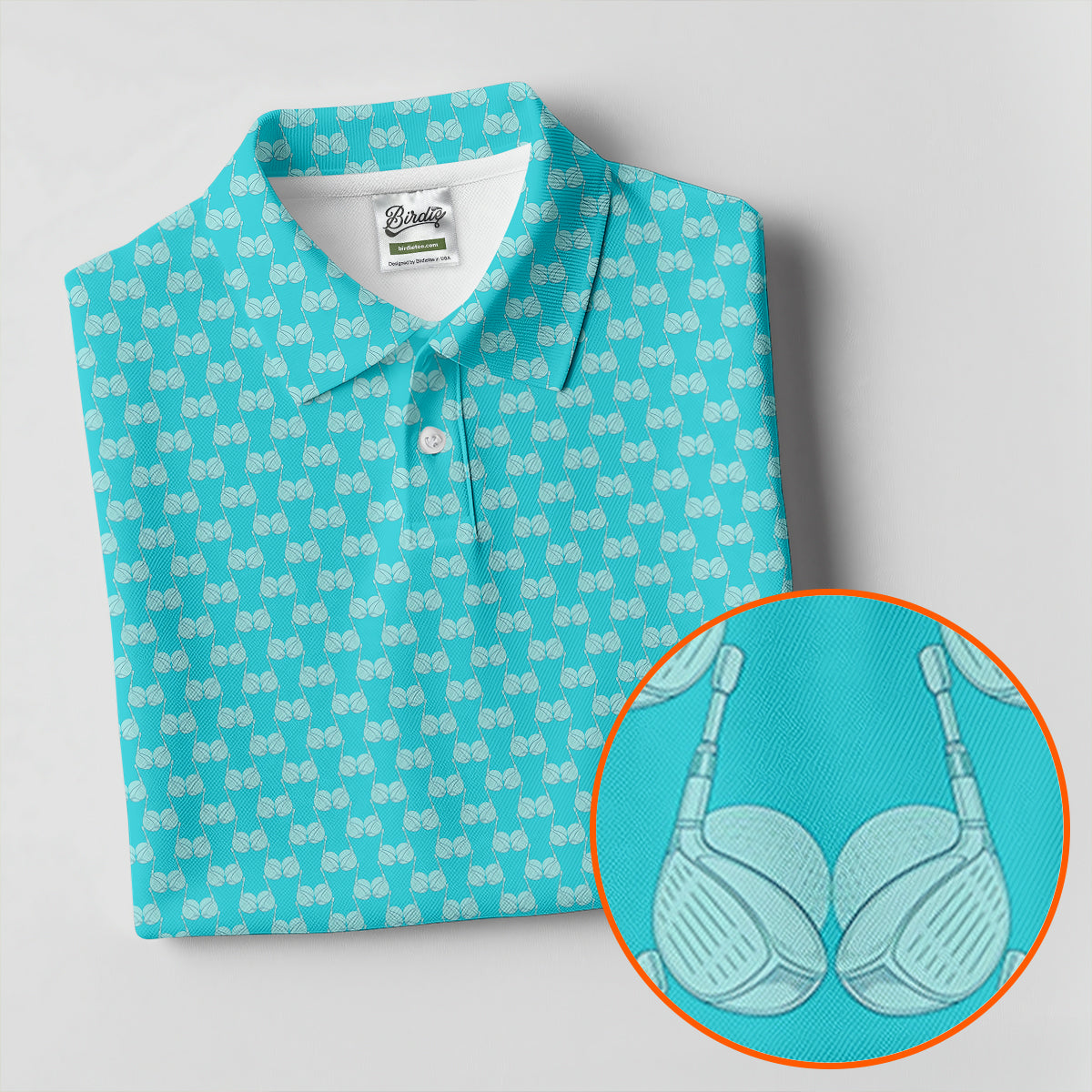 Funny Golf Balls Adult Humor Turquoise Blue Women's Golf Tops, Ladies Golf Shirts