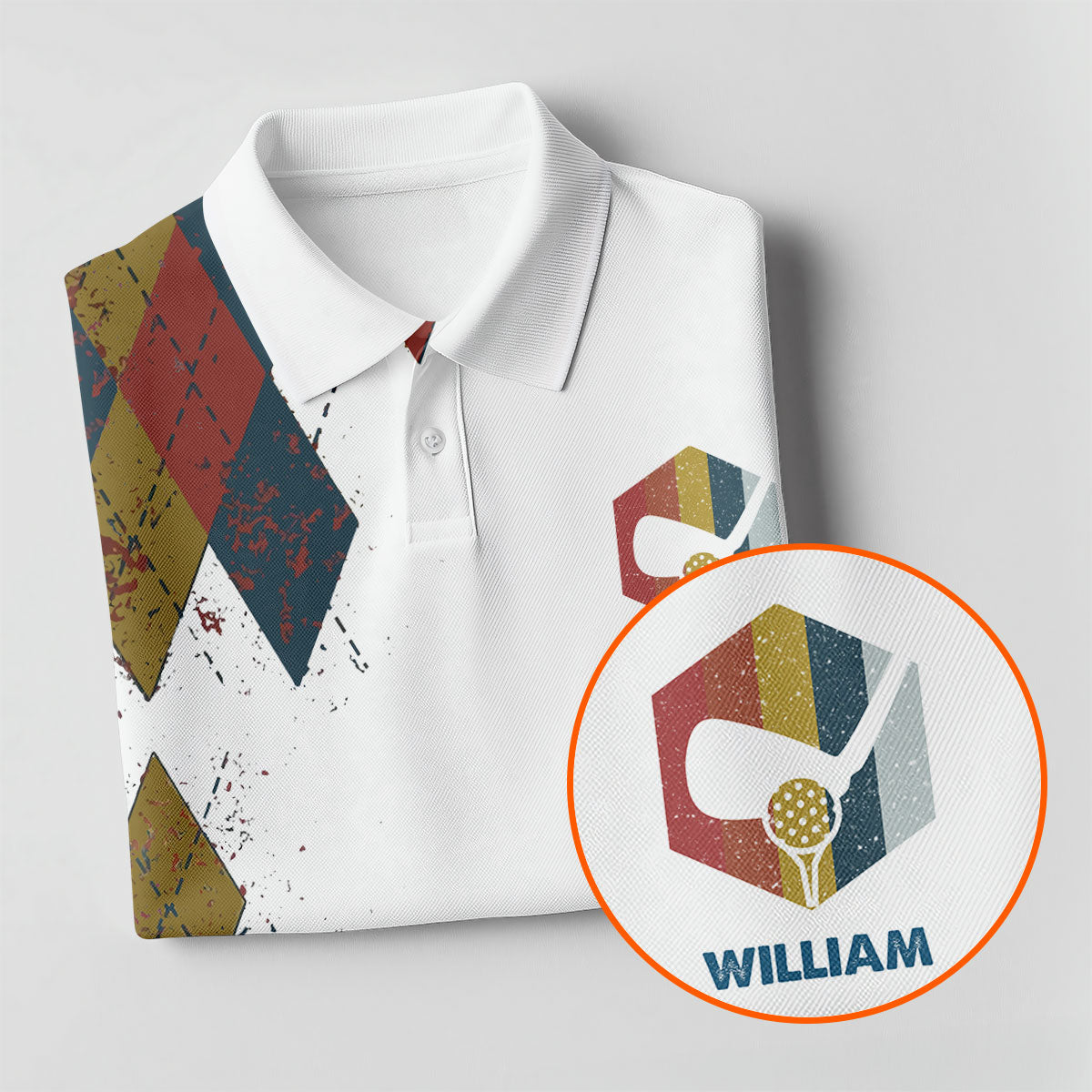 Personalized Vintage Argyle Golf Polo Shirt, Ladies Golf Shirts, Performance Golf Shirt