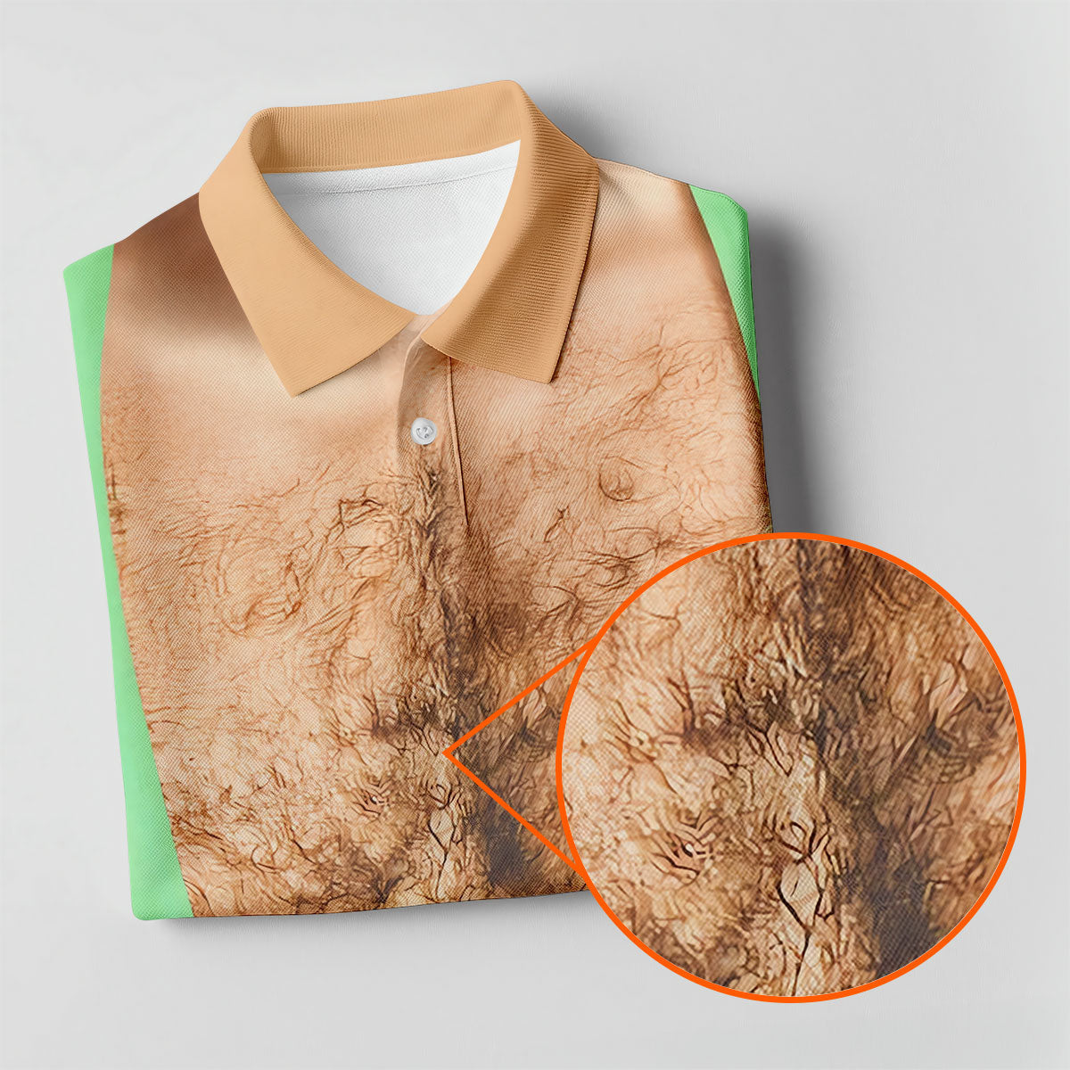 Funny Hairy Chest Illusion Golf Polo Shirt, Women's Golf Tops, Printed Golf Shirt