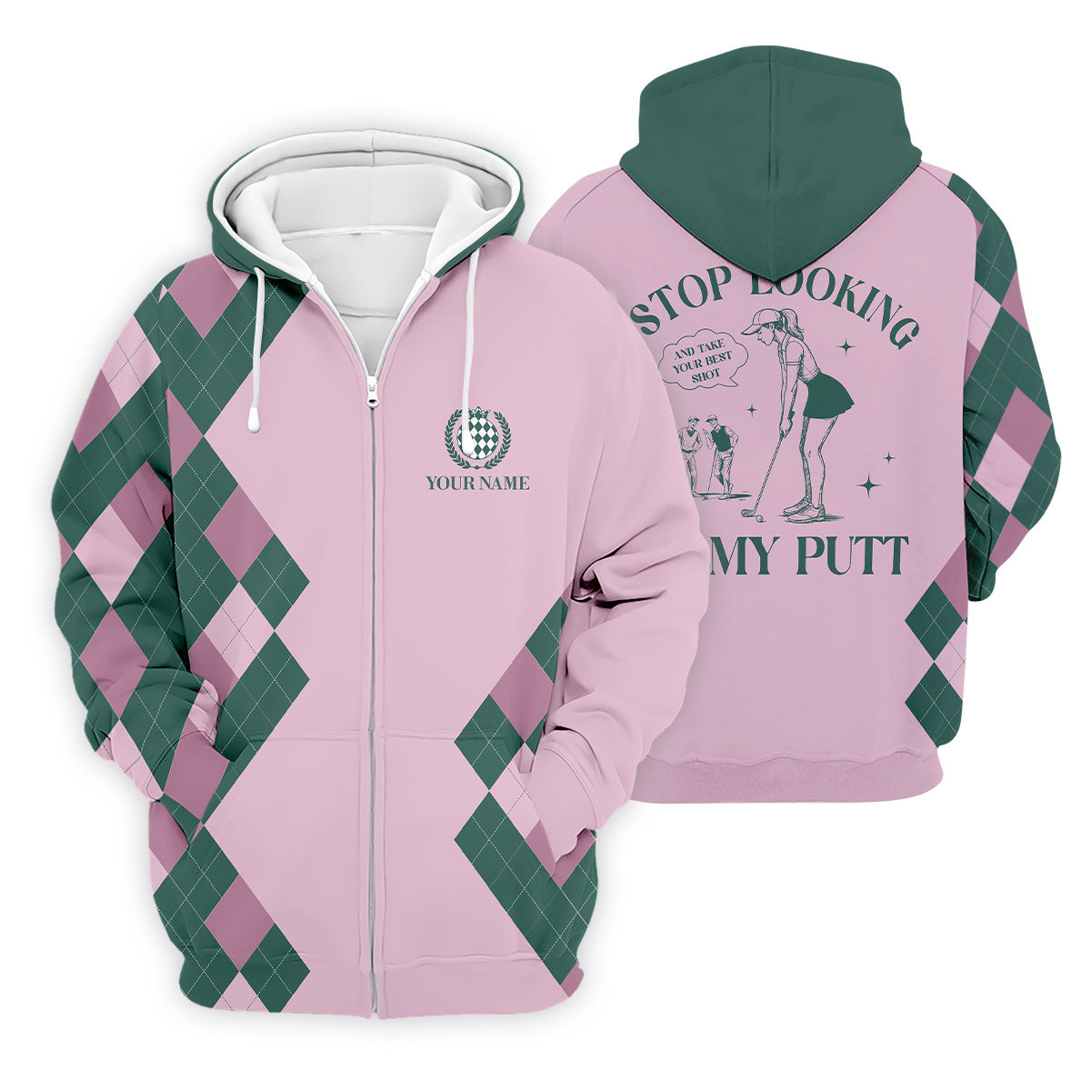 Stop Looking At My Putt Custom Sleeveless Womens Golf Polo Shirts, Funny Golf Shirts For Ladies