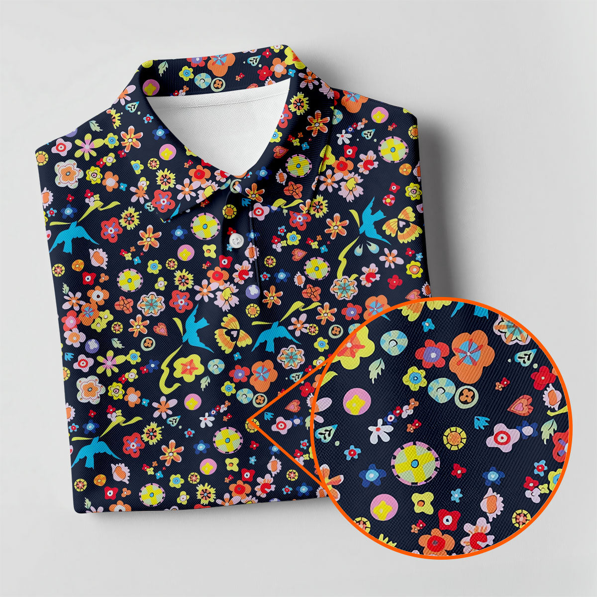 Colorful Floral Bird Garden Golf Shirt, Women’s Golf Polo, Golf Shirts For Women
