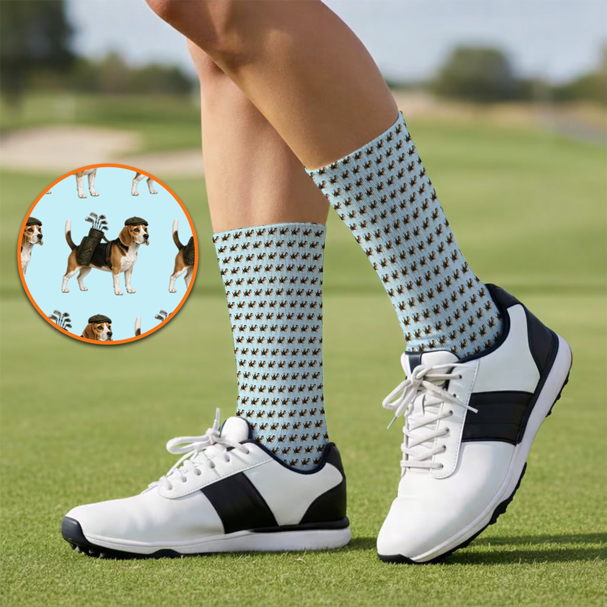 Classic Beagle Pattern Golf Socks, Beagle Dog Golf Sock, Crazy Golf Gift For Golfer