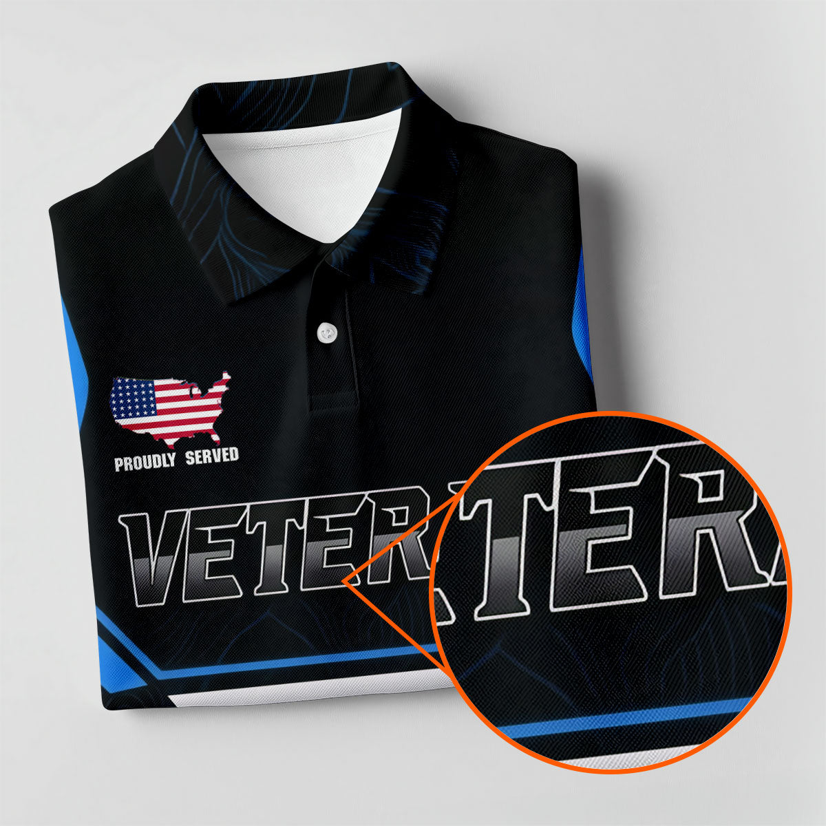 Personalized Veteran America 250 Polo Shirt Blue Accent, Golf Polo For Women, Ladies Golf Tops