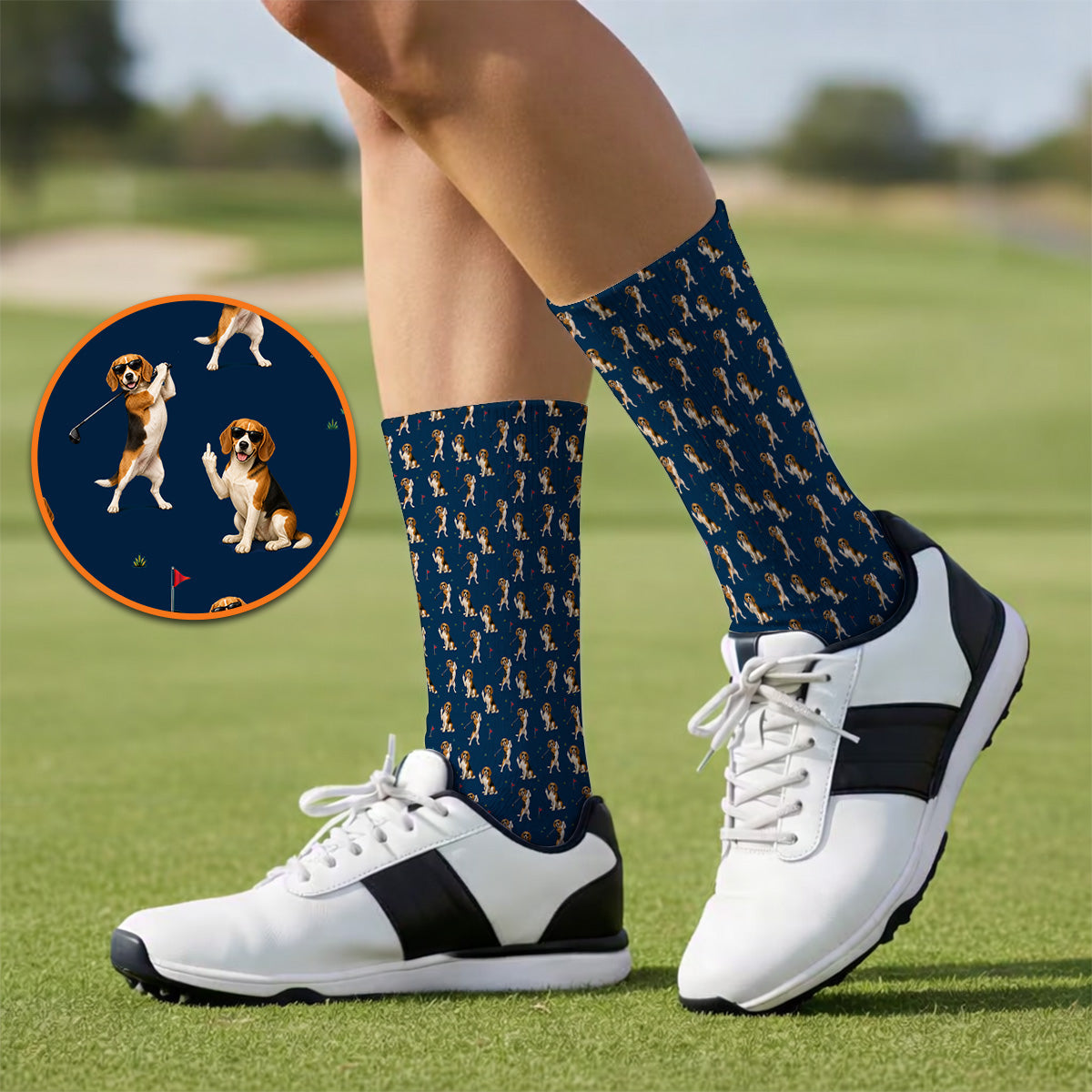 Beagle Pattern Golf Sock, Funny Beagle Golf Sock, Dog Lover Gift For Golfer