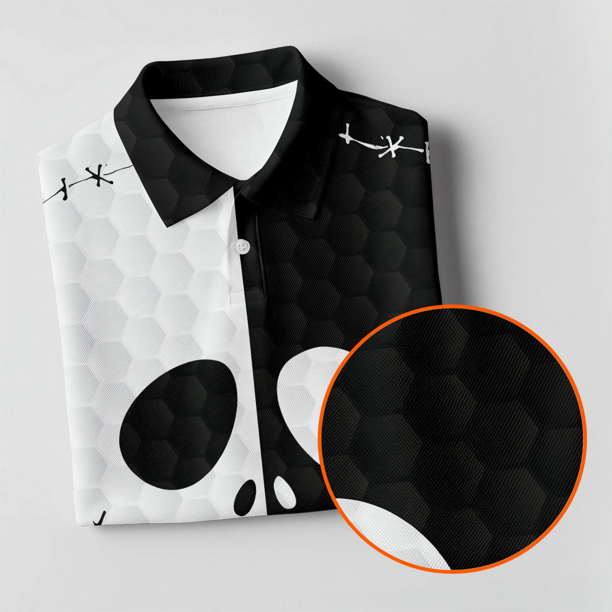 Black White Skull Face Halloween Golf Polo Shirt, Womens Golf Tops, Hawaiian Golf Shirt
