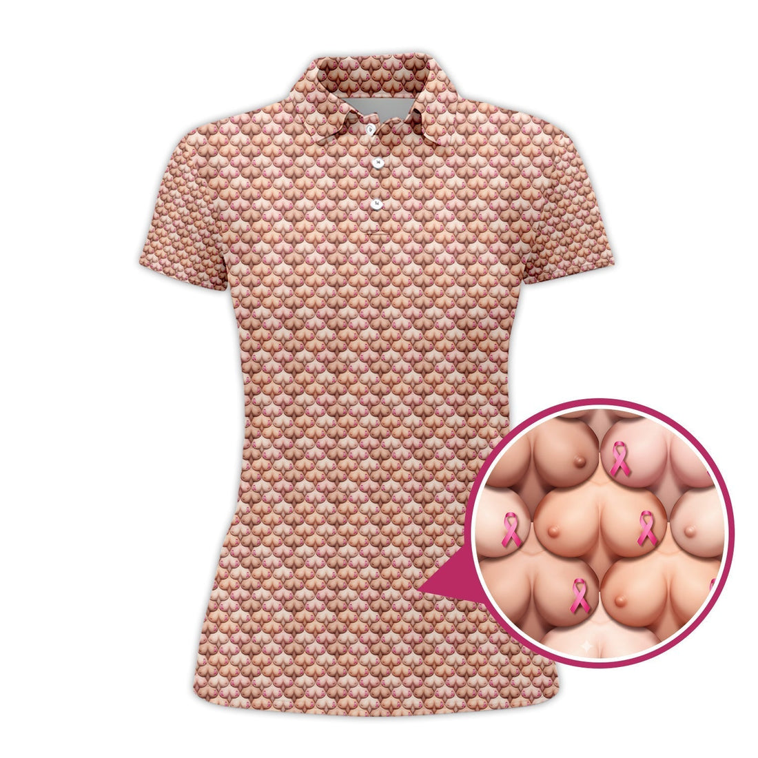 Golf Pattern Shirt, Funny Breast Cancer Golf Shirt, Golf Gift For Golfer