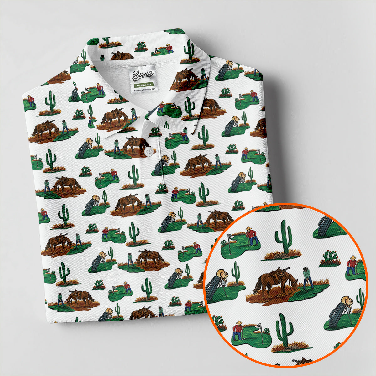 Western Golf Course Pattern Golf Polo Shirt, Ladies Golf Shirt, Women's Golf Apparel
