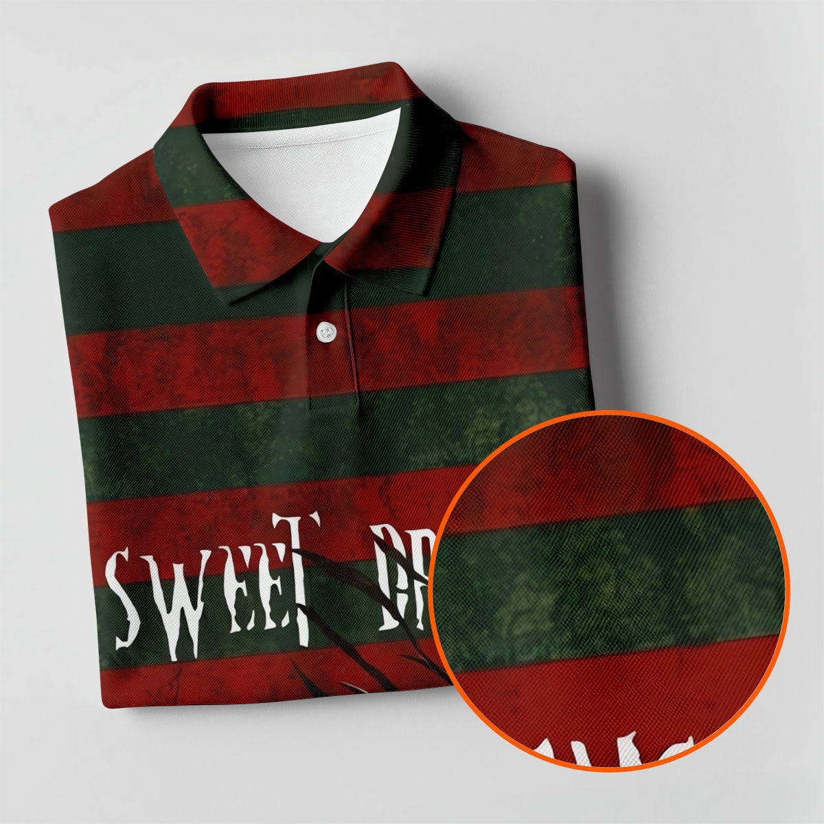 Sweet Dreams Horror Striped Golf Polo Shirt, Mens Golf Shirts, Golf Apparel For Men