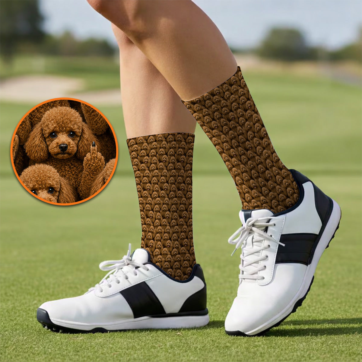 Poodle Dog Golf Socks, Funny Poodle Pattern Golf Sock, Golf Gift For Golfer