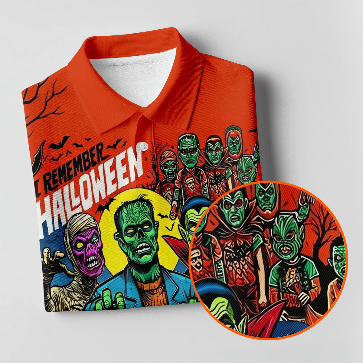 I Remember Halloween Classic Monster Golf Polo Shirt, Men's Golf Shirts, Hawaiian Golf Shirt