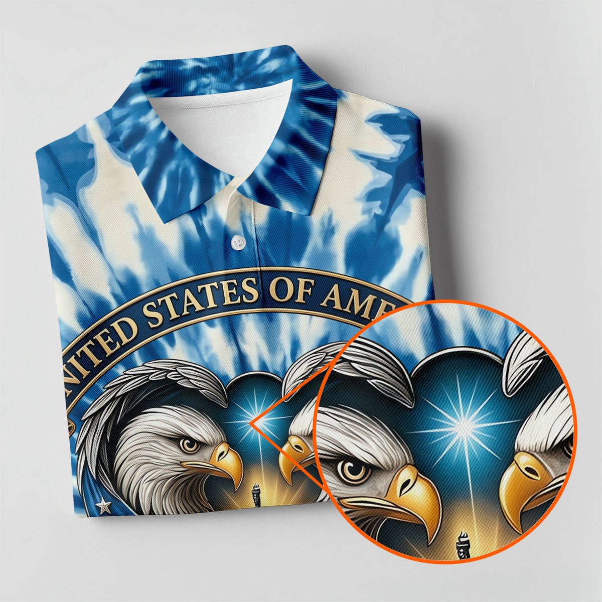 USA 250th Anniversary Tie Dye Print Bald Eagle Golf Shirt, Patriotic 4th Of July Golf Shirt For Women