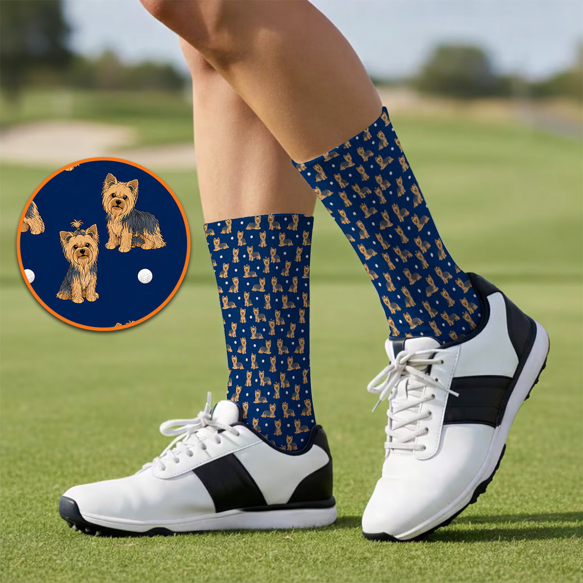 Yorkshire Terrier Golf Socks, Cute Yorkie Pattern Golf Sock, Dog Lover Golf Gift