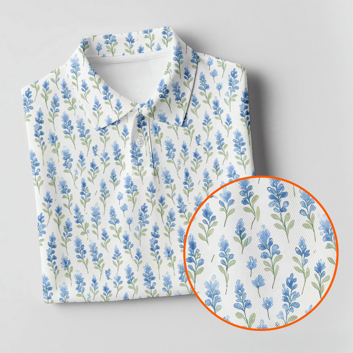 Texas Bluebonnet Floral Pattern Golf Polo Shirt, Womens Golf Polo, Ladies Golf Shirts