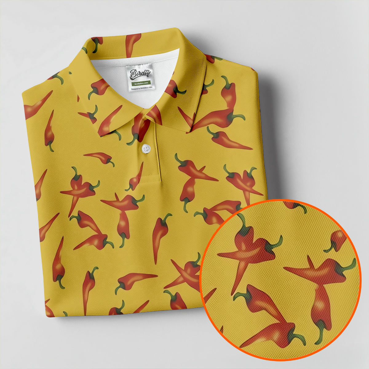 Red Chilli Yellow Hawaiian Golf Shirt, Summer Vibe Golf Shirts For Men, Polo Shirts For Men