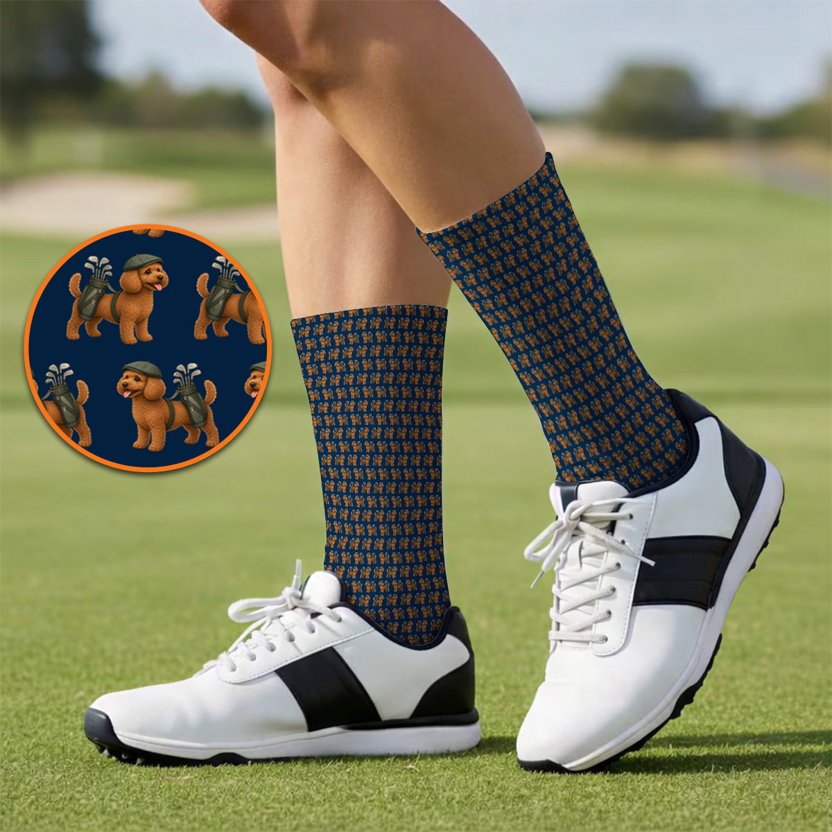 Funny Dog Pattern Golf Sock, Poodle Golf Socks, Golf Gift For Golfer