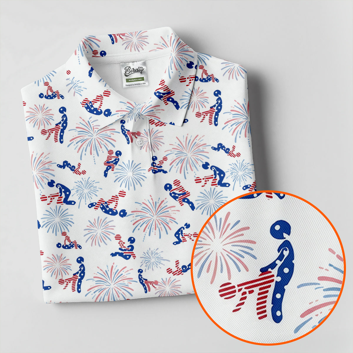 US Flag Pattern Naughty Couple Stick Figures Funny Golf Shirt, 250 Years Golf Shirts For Men