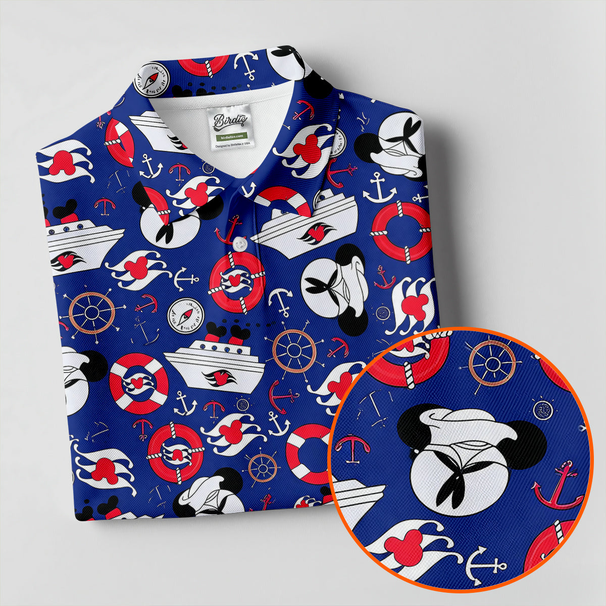Nautical Cruise Pattern Golf Polo Shirt, Women's Golf Apparel, Printed Golf Shirt