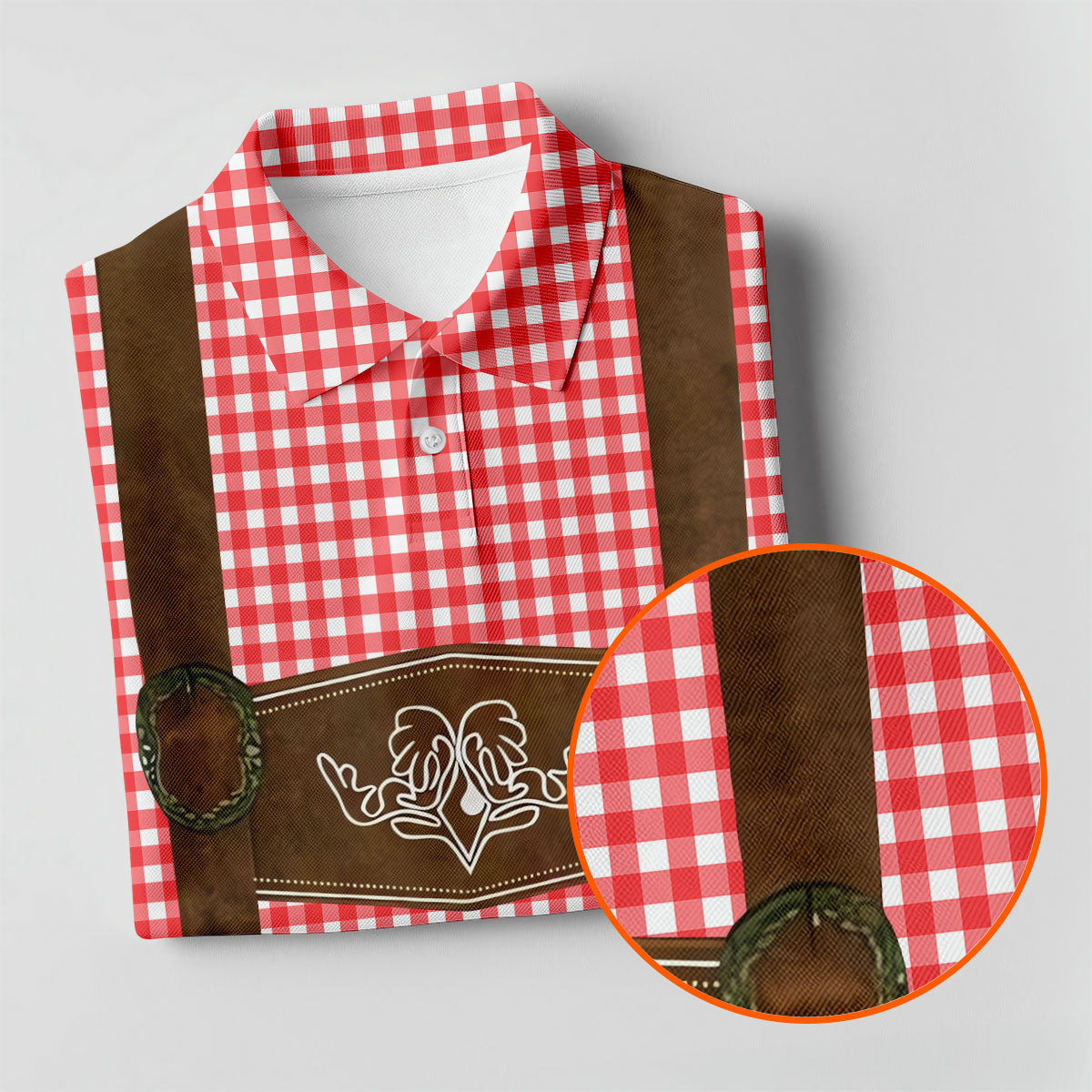 Women's Red Oktoberfest Lederhosen Illusion Sleeveless Golf Polo, Golf Shirts For Women, Women's Golf Apparel