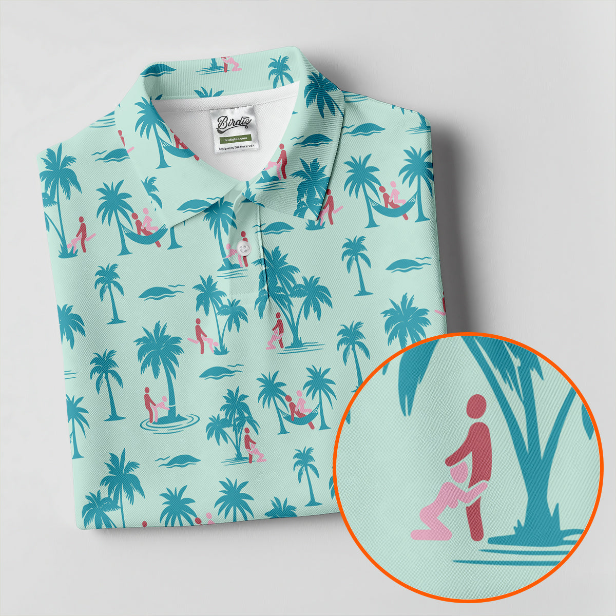 Funny Tropical Couple Beach Pattern Women's Golf Tops, Golf Tops For Women, Women’s Golf Apparel