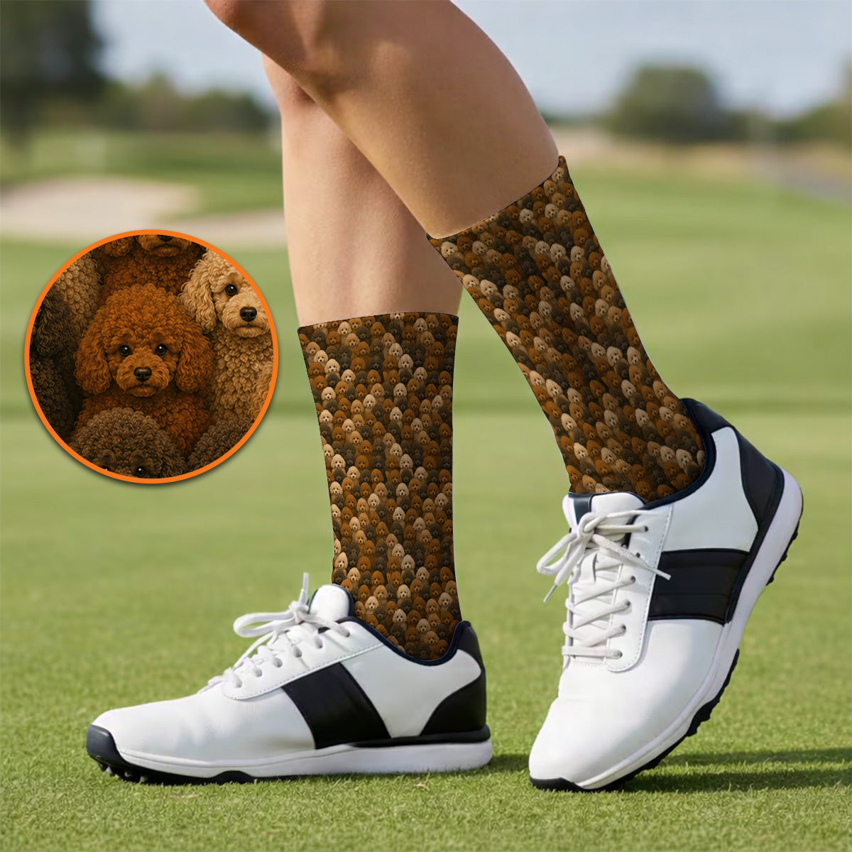Funny Poodle Pattern Golf Socks, Poodle Dog Golf Sock, Golfer Dog Lover Gift
