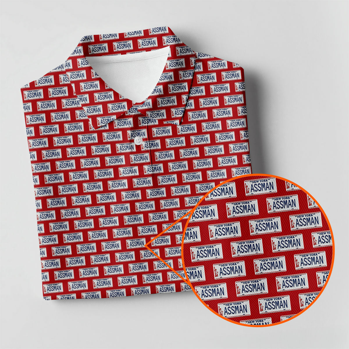 Red New York Assman Pattern Polo Shirt, Ladies Golf Shirts, Hawaiian Golf Shirt, Women’s Golf Apparel