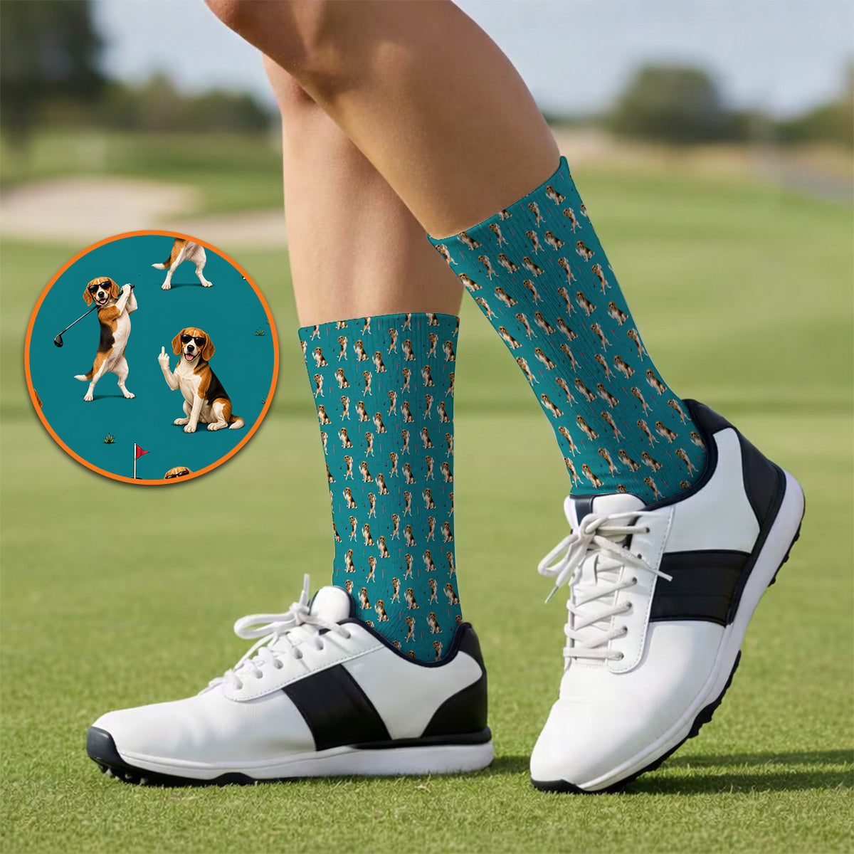 Beagle Pattern Golf Sock, Funny Beagle Golf Sock, Dog Lover Gift For Golfer