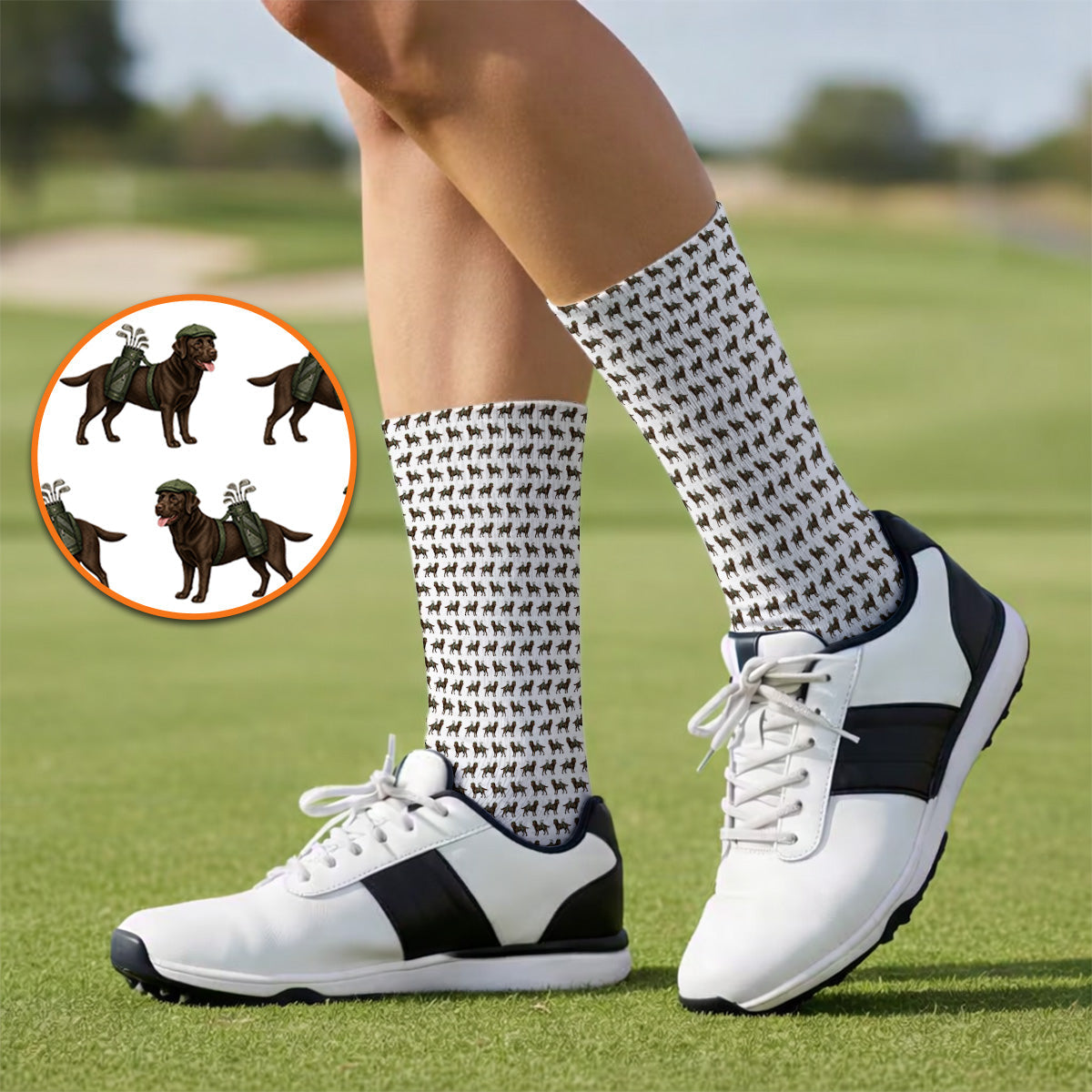 Chocolate Labrador Golf Crew Socks, Funny Dog Golf Socks, Labrador Lover Gift