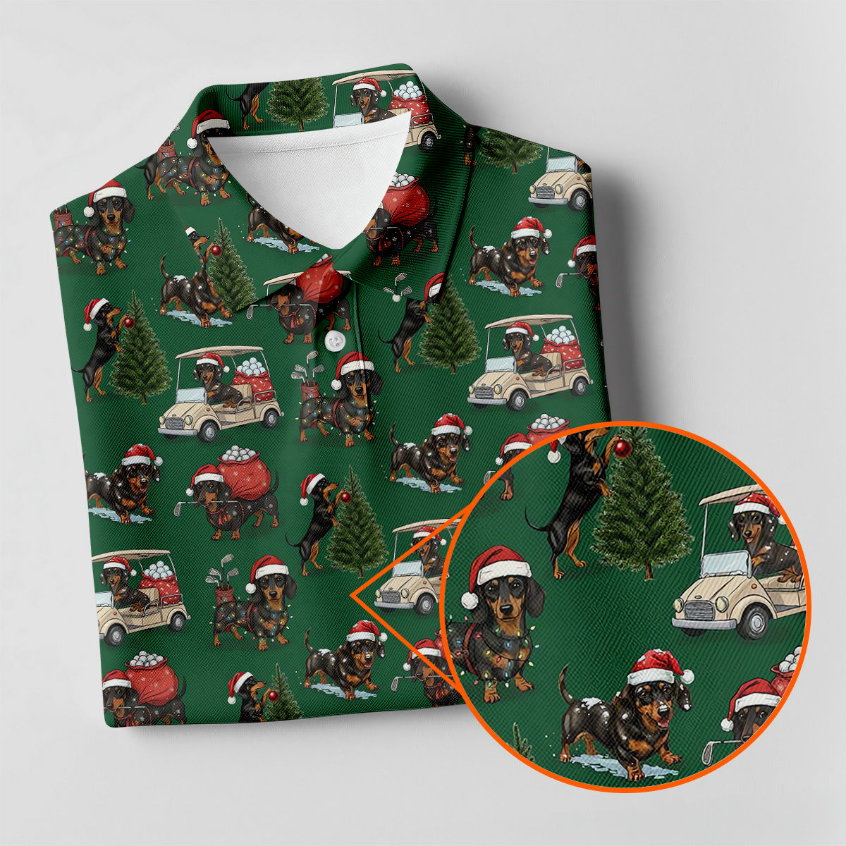 Dachshund Christmas Green Golf Shirt, Christmas Golf Shirt, Golf Tops For Men, Polo Shirts For Men