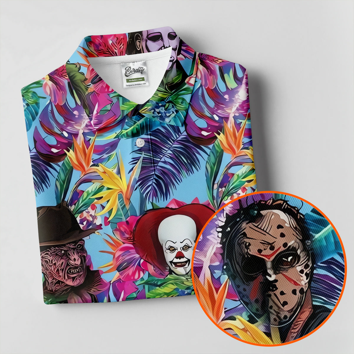 Tropical Horror Character Halloween Golf Shirt, Golf Tops For Women, Ladies Golf Top