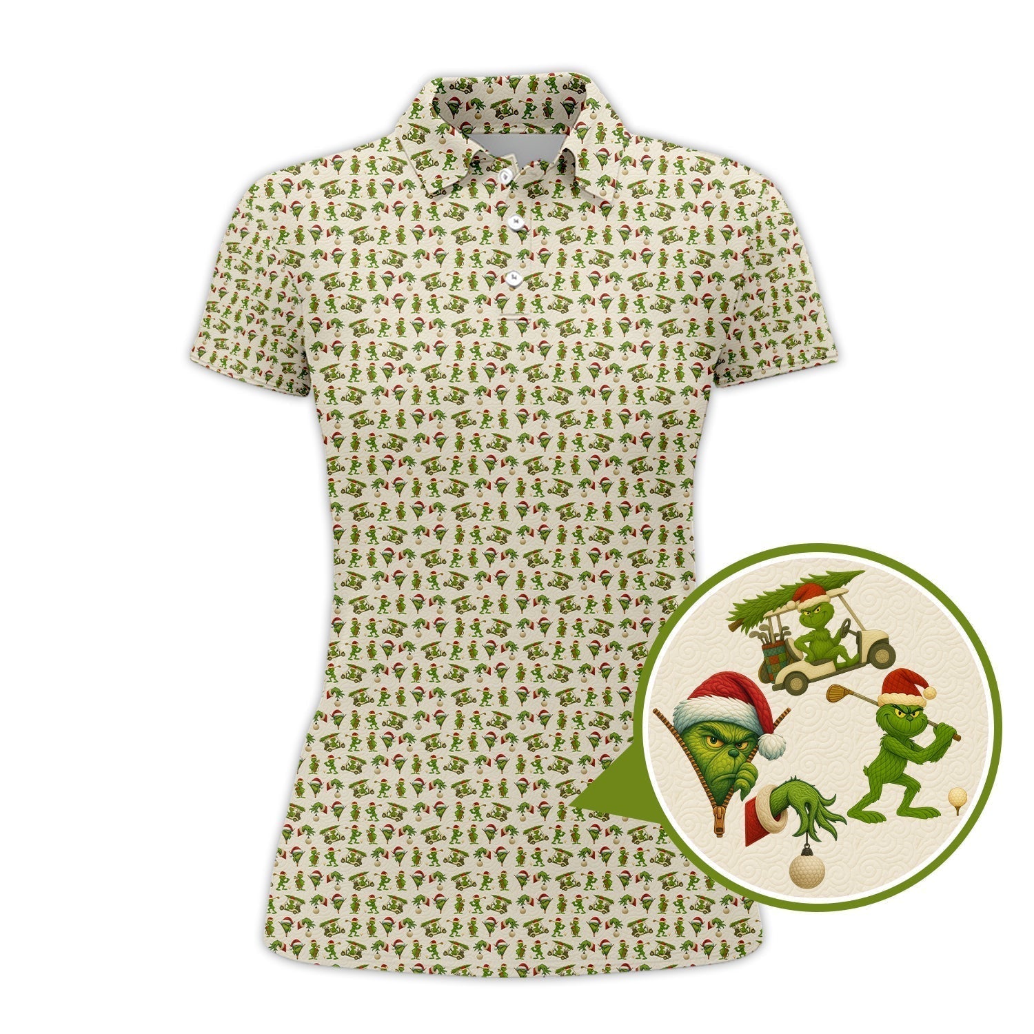 Funny Christmas Golf Shirt, Pattern Golf Shirt, Grinch Golf Shirt For Men