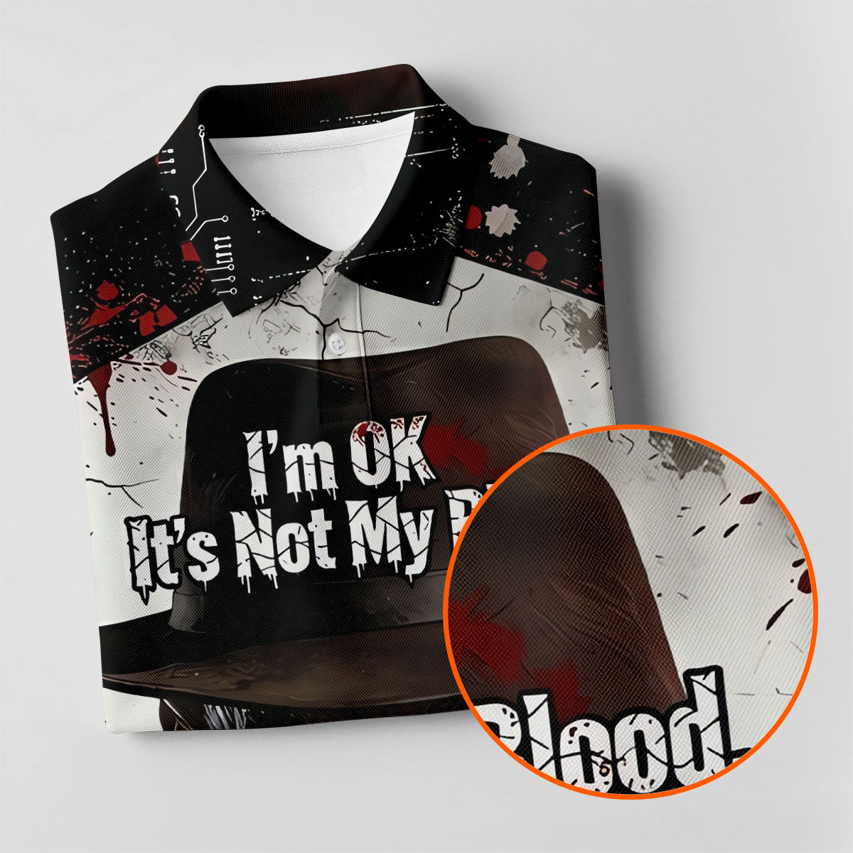 Im Ok Its Not My Blood Character Golf Polo Shirt, Halloween Golf Shirt, Mens Golf Polo