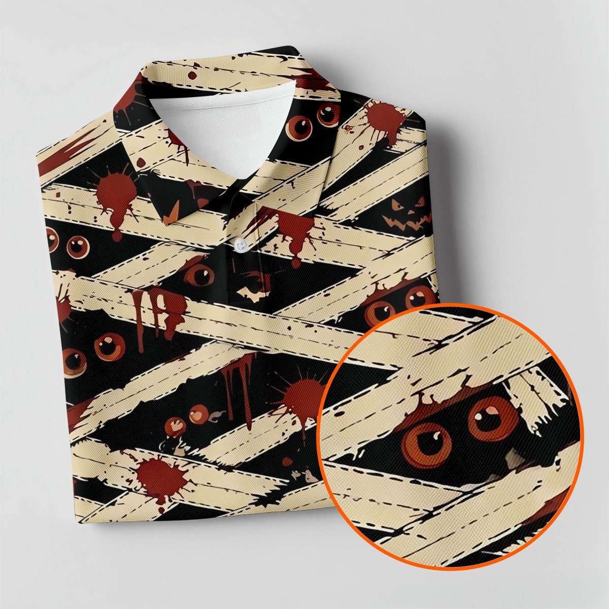 Mummy Horror Character Halloween Golf Polo Shirt, Golf Outfit For Men, Mens Golf Polo