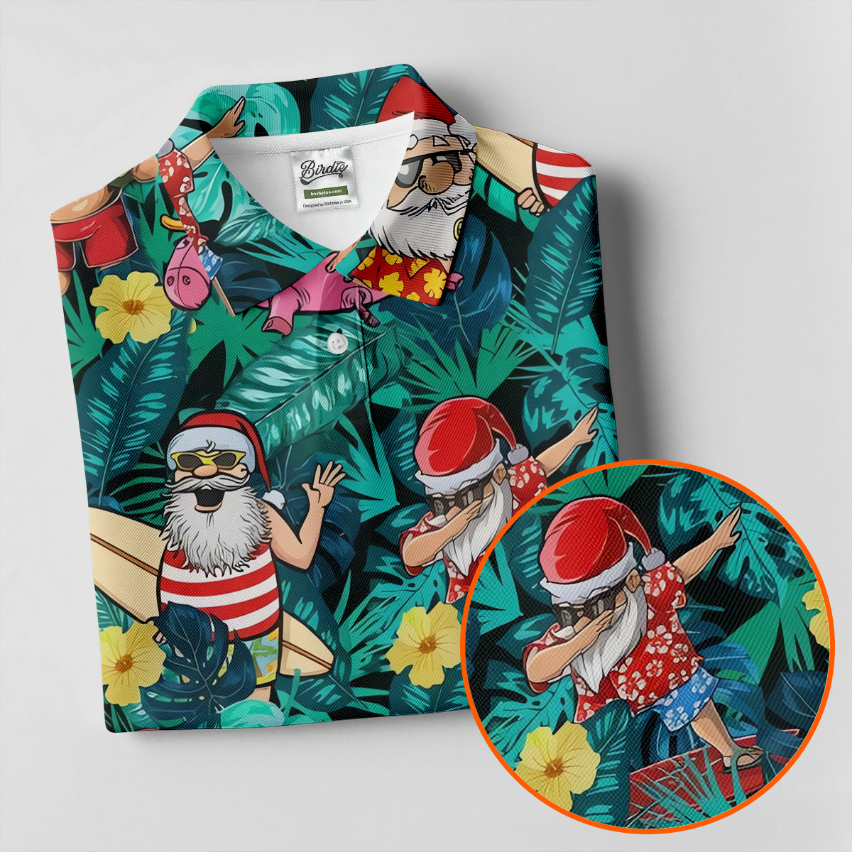 Women's Funny Santa Pool Float Golf Shirt, Christmas Golf Shirt, Women’s Golf Apparel