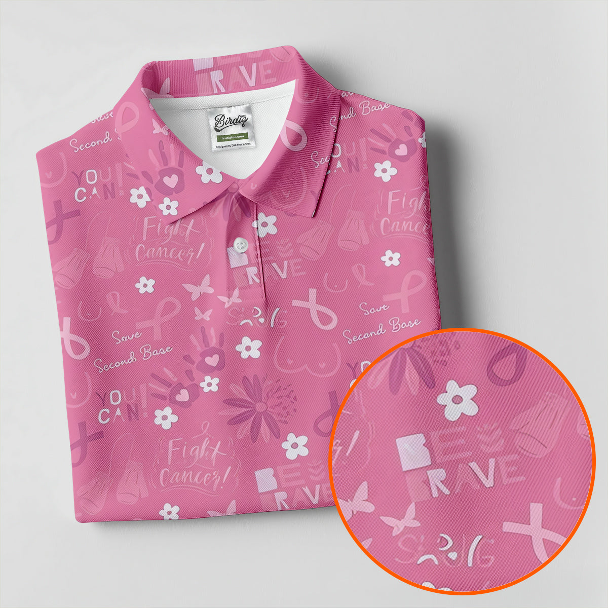 Save Second Base Fight Breast Cancer Polo Shirt, Women’s Golf Polo, Ladies Golf Shirts