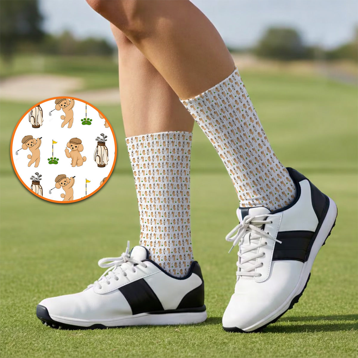 Toy Poodle Pattern Golf Socks, Funny Poodle Golf Sock, Golf Gift For Dog Lover