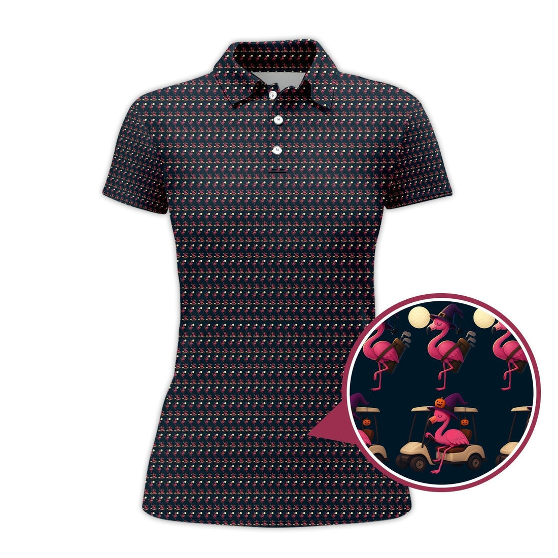 Flamingo Golf Shirt, Halloween Golf Shirt, Funny Pattern Golf Shirt For Golfer
