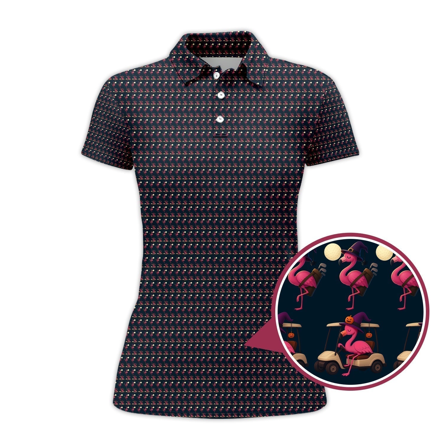 Flamingo Golf Shirt, Halloween Golf Shirt, Funny Pattern Golf Shirt For Golfer
