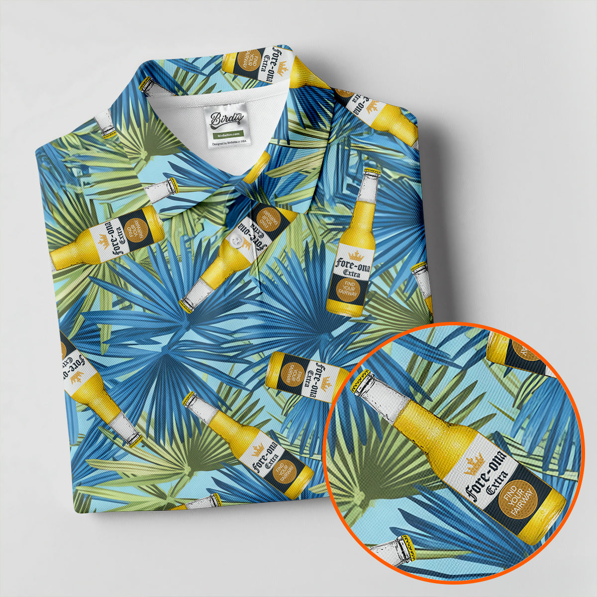Funny Tropical Beer Bottle Pattern Golf Polo Shirt, Golf Tops For Women, Performance Golf Shirt