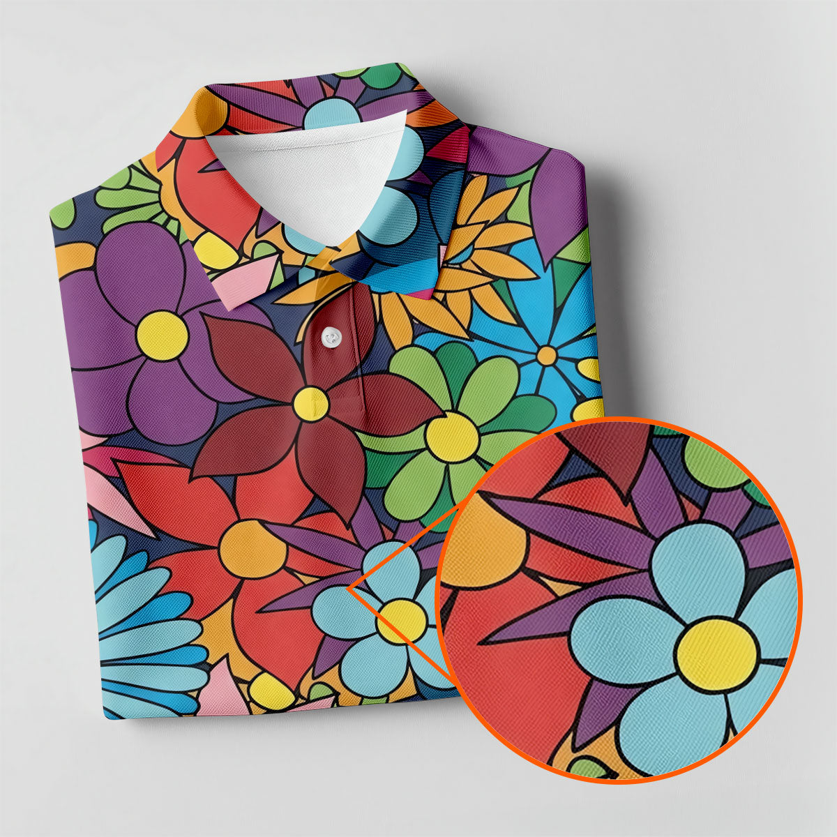 Retro Rainbow Floral Hippie Hawaiian Golf Shirt, Golf Shirts For Women, Women’s Golf Apparel